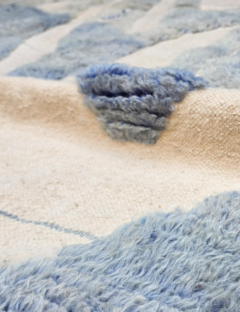Handwoven Abstract Blue Berber Rug 7.8 x 5.91 ft / 238 x 180 cm