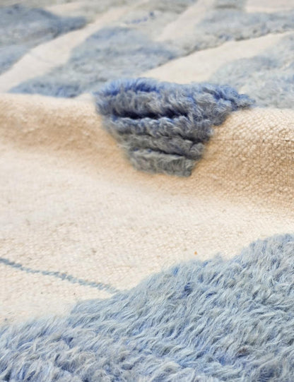 Handwoven Abstract Blue Berber Rug 7.8 x 5.91 ft / 238 x 180 cm