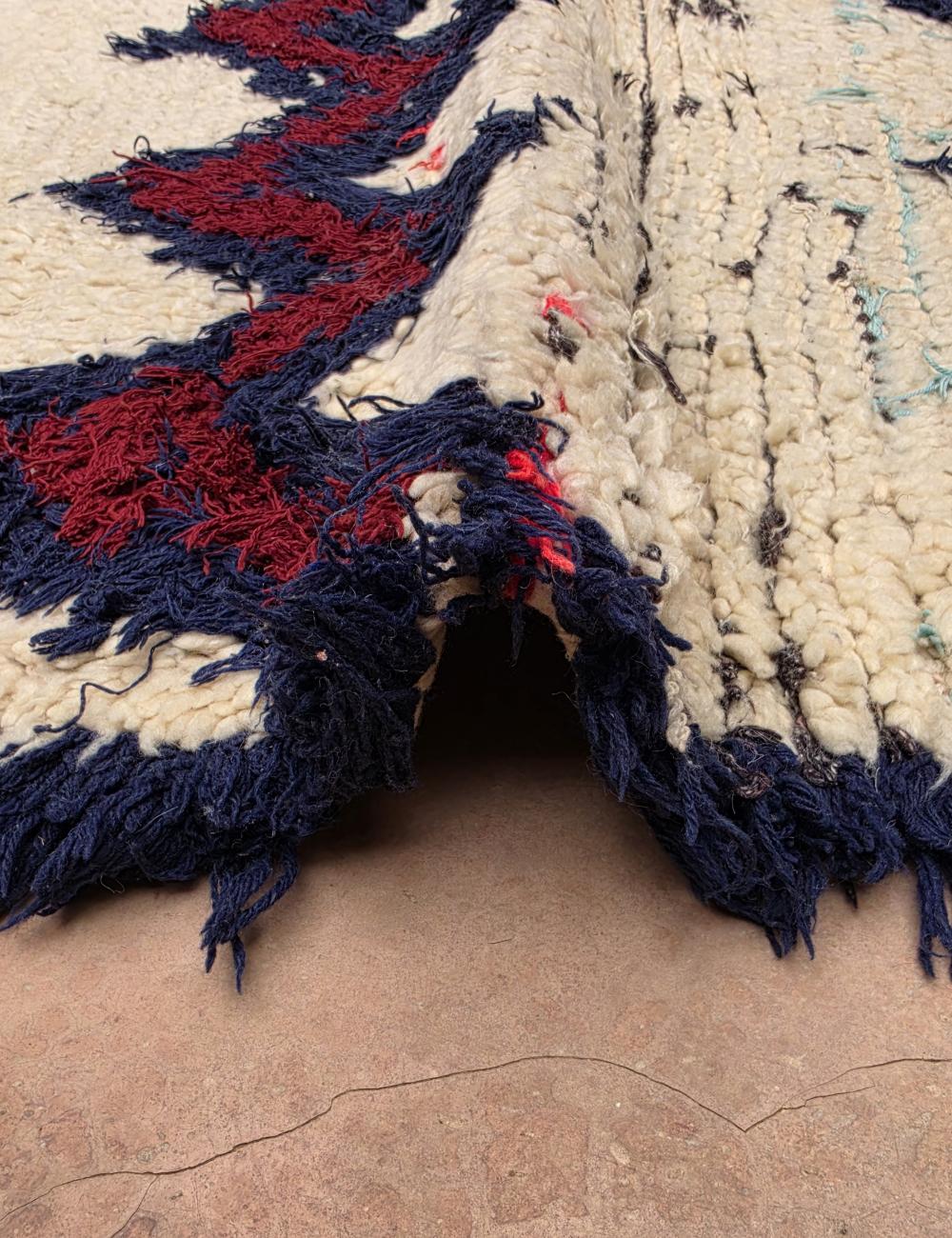 Vintage Navy and Red Azilal Runner 5.6 x 2.66 ft / 172 x 81 cm