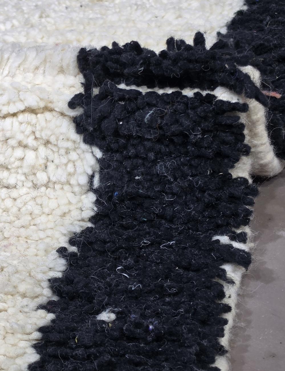 Handwoven Moroccan Wool Hallway Runner Black Border 6.3 x 1.77 ft / 193 x 54 cm