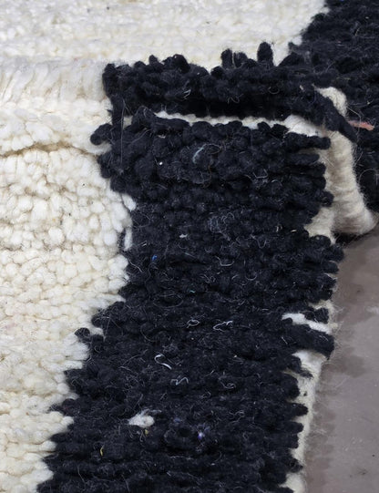 Handwoven Moroccan Wool Hallway Runner Black Border 6.3 x 1.77 ft / 193 x 54 cm