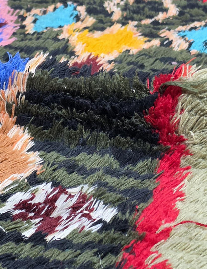 Colorful Diamond Boucherouite Rug 5.9 x 3.18 ft / 181 x 97 cm