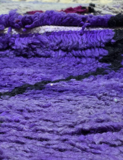 Blue Purple Totem Figure Boujad Wool Rug 9.7 x 5.91 ft / 296 x 180 cm