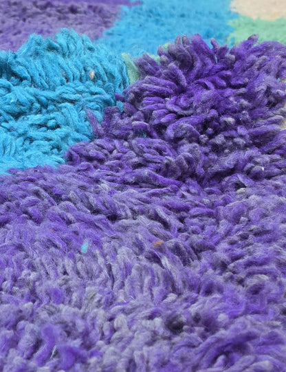 Purple Turquoise Sculptural Totem Boujad Wool Rug  9.3 x 6.2 ft / 282 x 189 cm