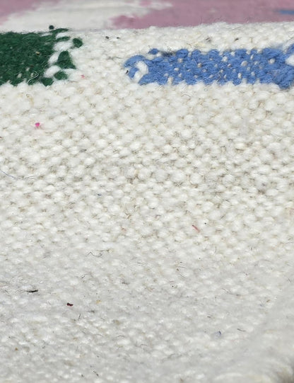 Abstract Color Block Lavender Green Modern Boujad Wool Runner Rug 9.4 x 2.36 ft / 288 x 72 cm