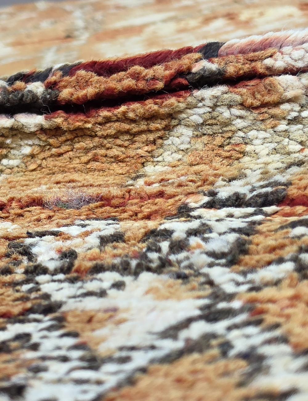 Vintage Boujad Wool Rug Cinnamon Diamond Lattice Floral Motifs 9.7 x 5.91 ft / 295 x 180 cm