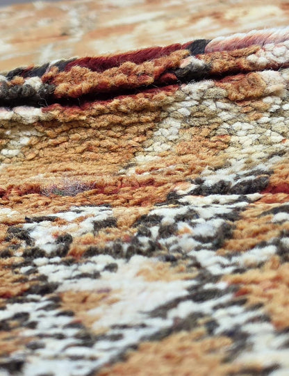 Vintage Boujad Wool Rug Cinnamon Diamond Lattice Floral Motifs 9.7 x 5.91 ft / 295 x 180 cm