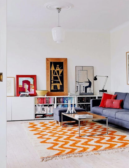 Burnt Orange Zigzag Boujad Rug 10 x 6.36 ft / 304 x 194 cm