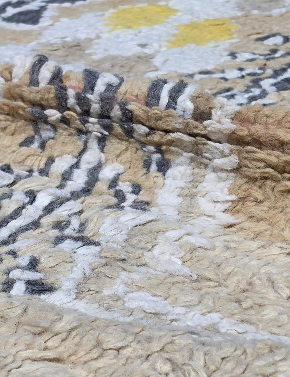 Vintage Beige and Yellow Moroccan Rug 10.9 x 5.25 ft / 333 x 160 cm