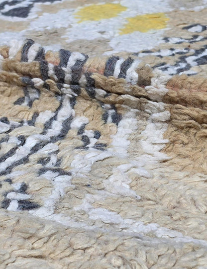 Vintage Beige and Yellow Moroccan Rug 10.9 x 5.25 ft / 333 x 160 cm