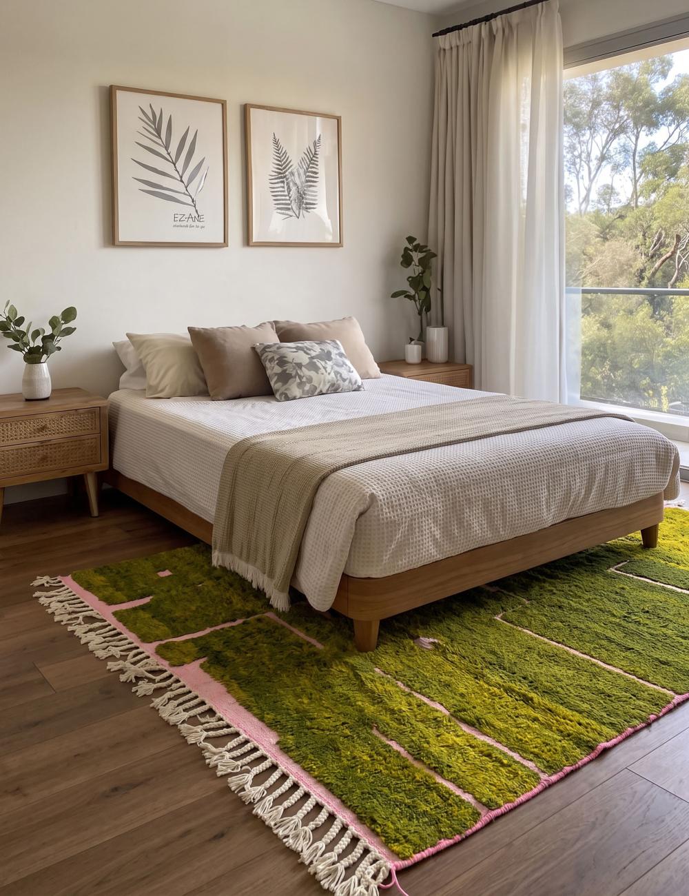 Green Moroccan Wool Rug 10.2 x 8.2 ft / 310 x 250 cm