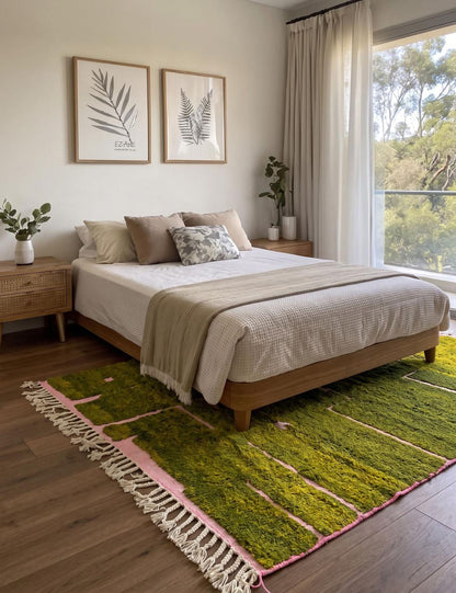 Green Moroccan Wool Rug 10.2 x 8.2 ft / 310 x 250 cm
