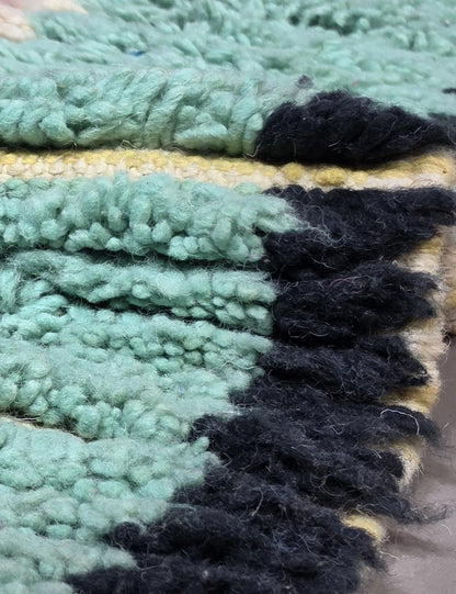 Handwoven Berber Wool Rug with Turquoise 9.7 x 6.8 ft / 295 x 210 cm