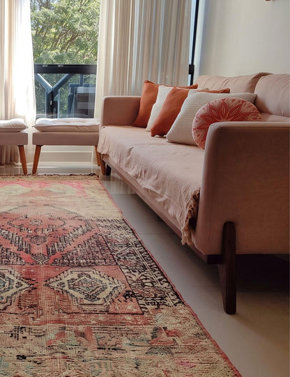 Faded Rose Medallion Vintage Boujad Wool Runner 14.3 x 5.74 ft / 435 x 175 cm