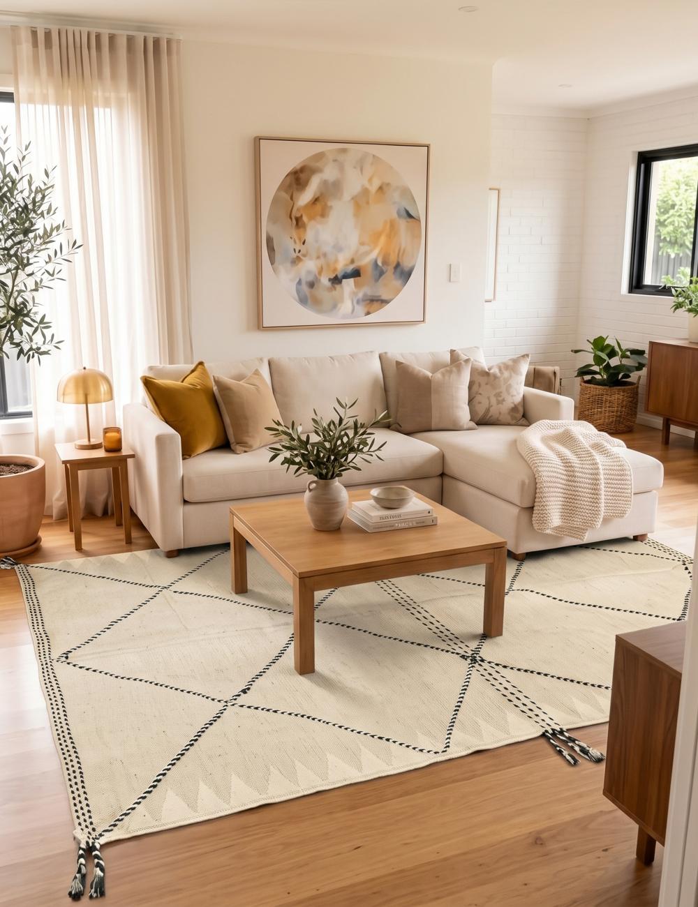 Flatwoven Diamond Lattice Boujad Wool Rug 9.4 x 6.36 ft / 285 x 194 cm