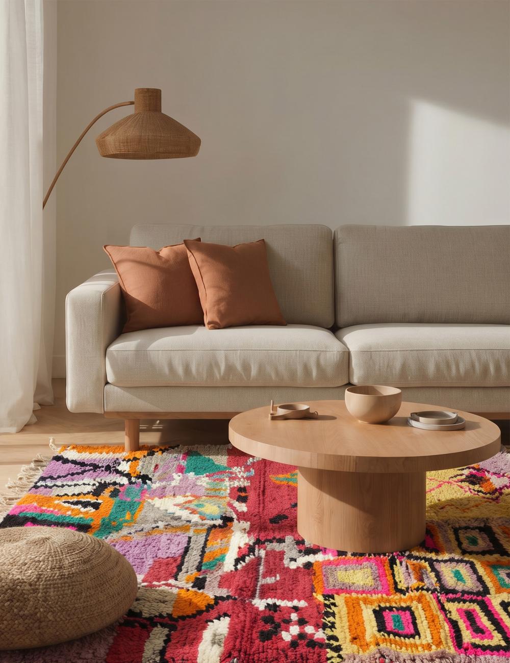 Colorful Geometric Boujad Rug 8.9 x 6.14 ft / 270 x 187 cm