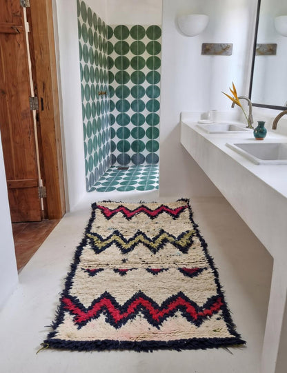 Vintage Navy and Red Azilal Runner 5.6 x 2.66 ft / 172 x 81 cm