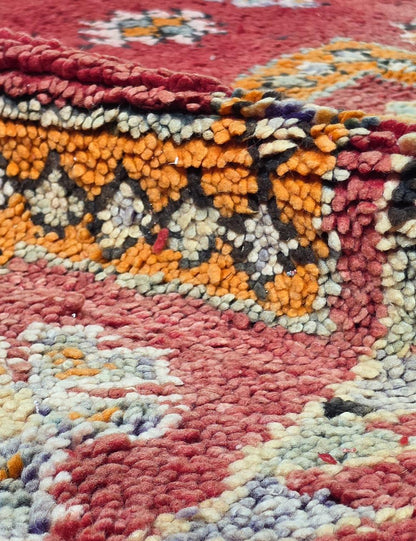 Red Handwoven Berber Diamond Rug 11.5 x 5.4 ft / 352 x 165 cm