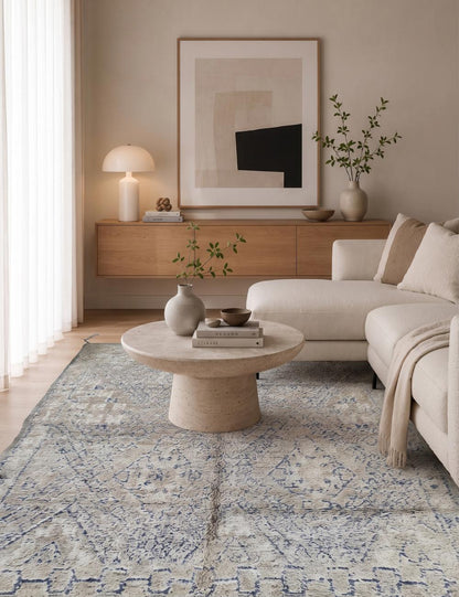 Handwoven Wool Rug with Faded Tribal Motifs  9.8 x 7.15 ft / 300 x 218 cm