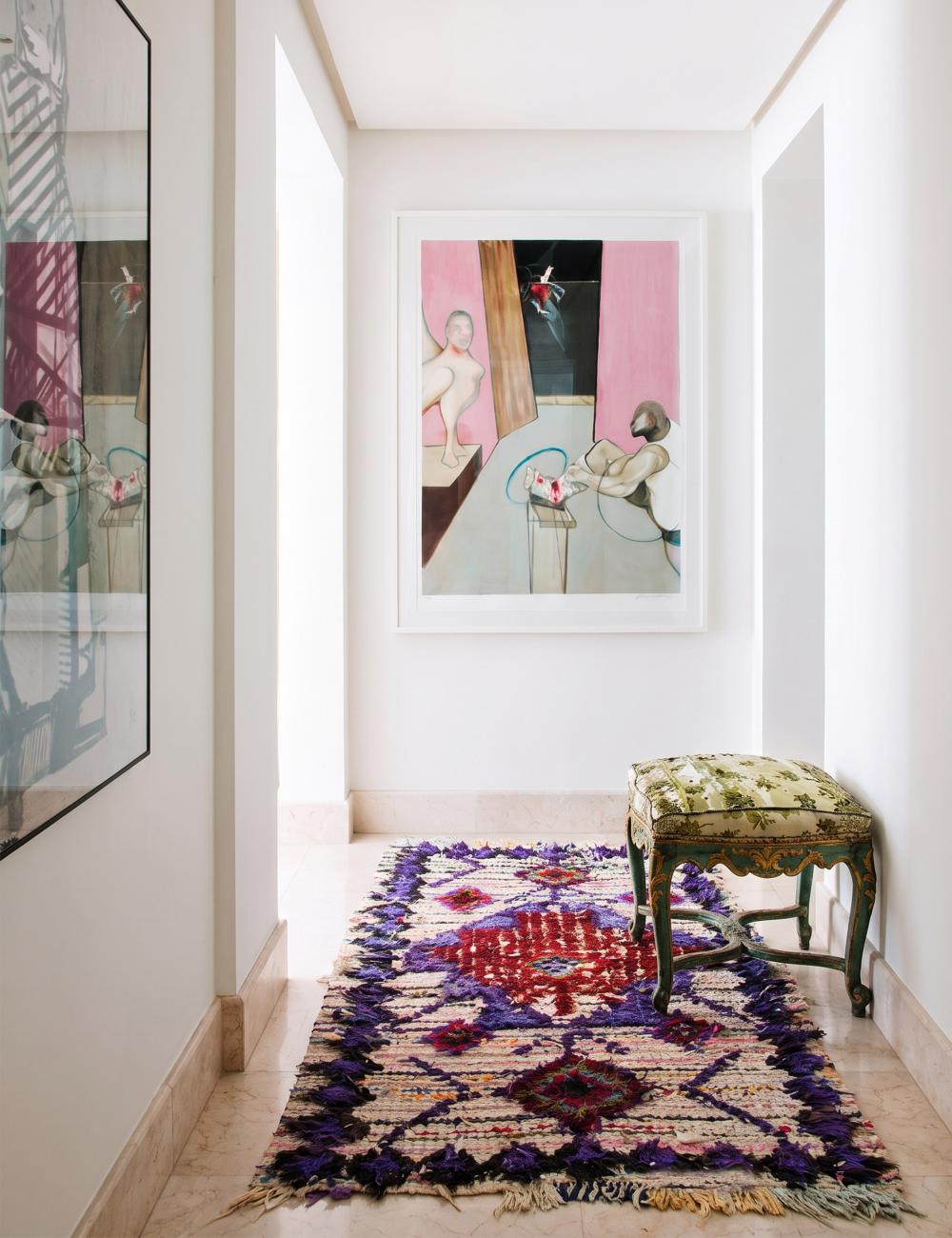 Handwoven Purple and Red Azilal Rug 5.2 x 2.62 ft / 160 x 80 cm