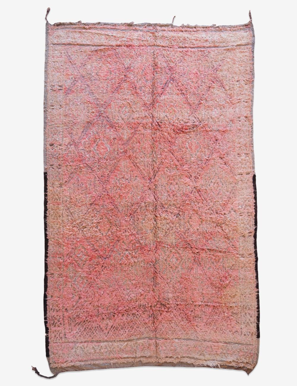 Soft Blush Pink Moroccan Wool Rug 11.4 x 6.6 ft / 346 x 203 cm