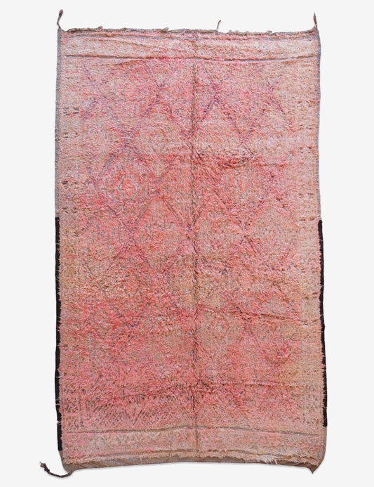 Soft Blush Pink Moroccan Wool Rug 11.4 x 6.6 ft / 346 x 203 cm