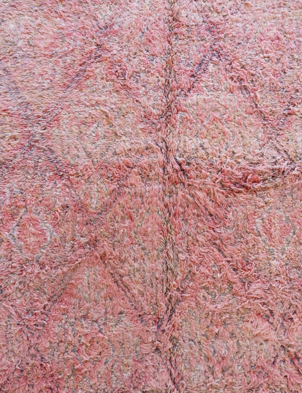 Soft Blush Pink Moroccan Wool Rug 11.4 x 6.6 ft / 346 x 203 cm