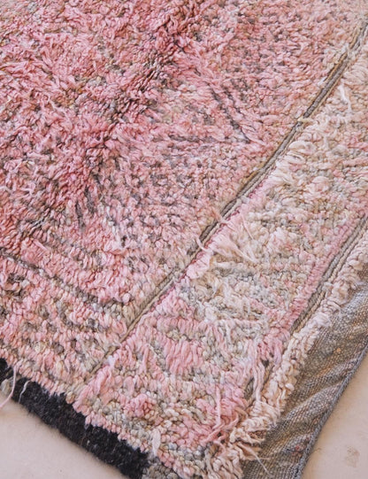 Soft Blush Pink Moroccan Wool Rug 11.4 x 6.6 ft / 346 x 203 cm