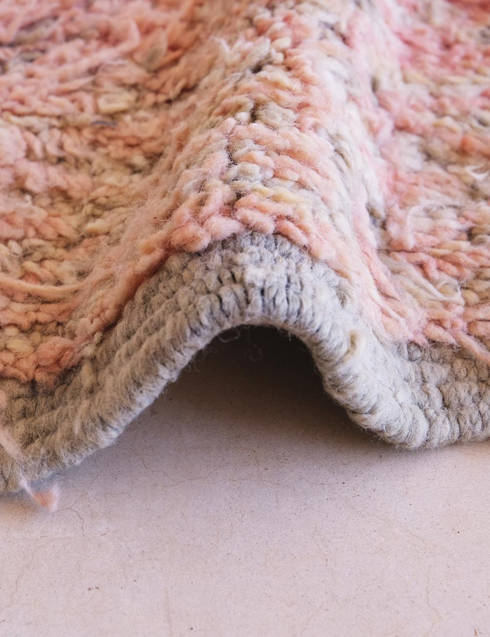 Soft Blush Pink Moroccan Wool Rug 11.4 x 6.6 ft / 346 x 203 cm