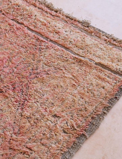 Soft Blush Pink Moroccan Wool Rug 11.4 x 6.6 ft / 346 x 203 cm