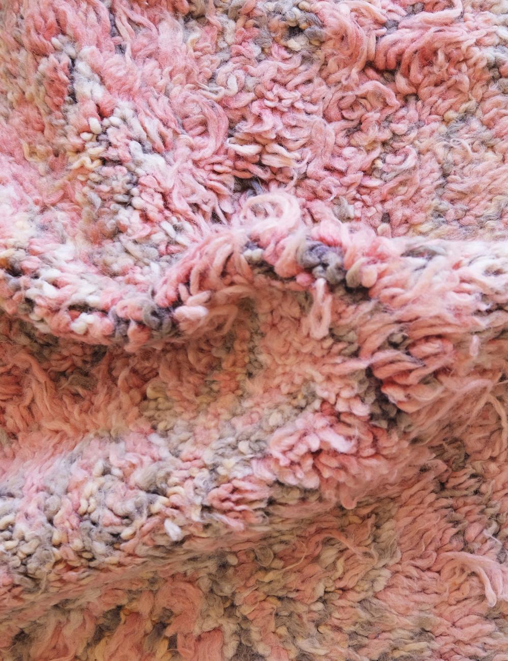 Soft Blush Pink Moroccan Wool Rug 11.4 x 6.6 ft / 346 x 203 cm