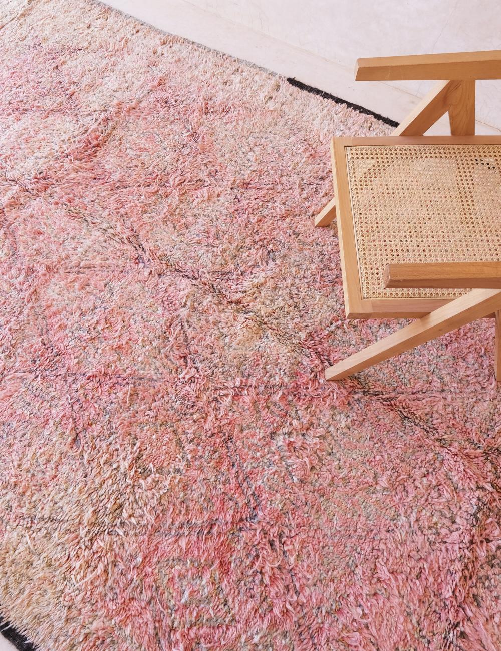 Soft Blush Pink Moroccan Wool Rug 11.4 x 6.6 ft / 346 x 203 cm