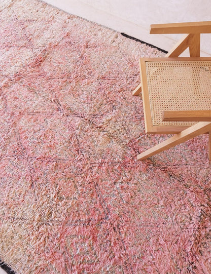 Soft Blush Pink Moroccan Wool Rug 11.4 x 6.6 ft / 346 x 203 cm