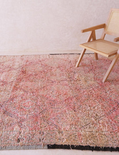 Soft Blush Pink Moroccan Wool Rug 11.4 x 6.6 ft / 346 x 203 cm