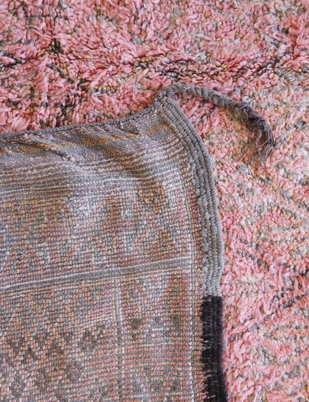 Soft Blush Pink Moroccan Wool Rug 11.4 x 6.6 ft / 346 x 203 cm