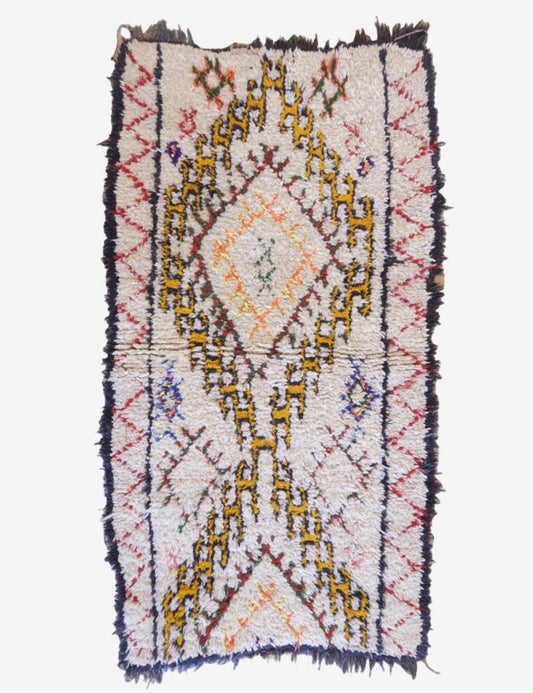 Moroccan rug with tribal diamond motifs 6.7 x 3.6 ft / 203 x 110 cm