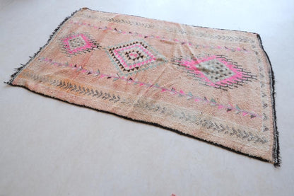 Authentic Pink Moroccan Wool Rug 9.5 x 5.4 ft / 290 x 165 cm - Surcoma