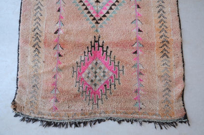 Authentic Pink Moroccan Wool Rug 9.5 x 5.4 ft / 290 x 165 cm - Surcoma