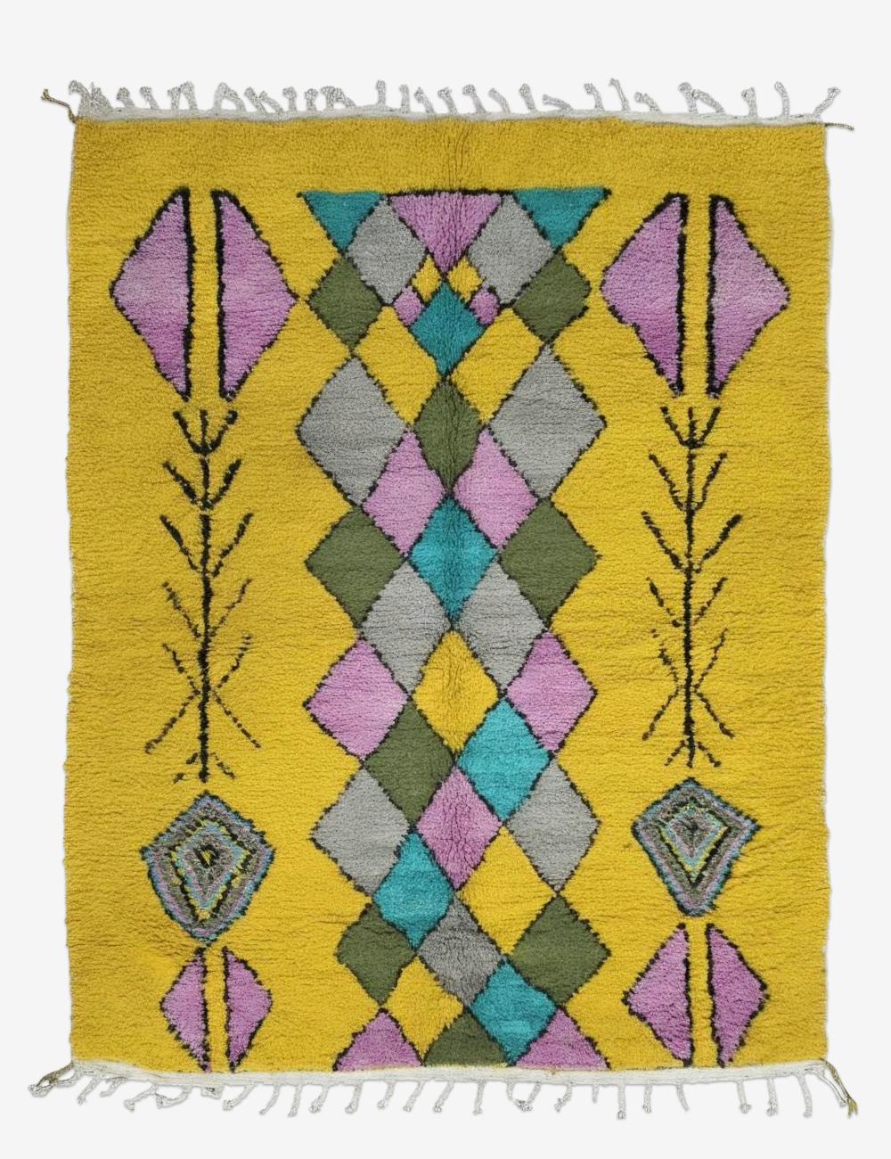 Yellow Berber Rug 8.3 x 6.2 ft / 254 x 190 cm