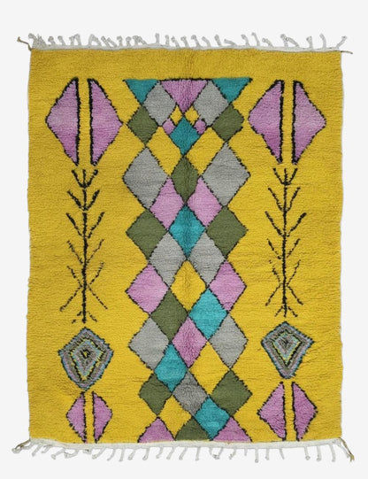 Yellow Berber Rug 8.3 x 6.2 ft / 254 x 190 cm