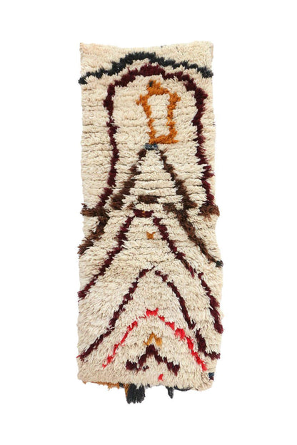 Abstract Moroccan Wool Rug 5.1 x 2.3 ft / 156 x 70 cm - Surcoma