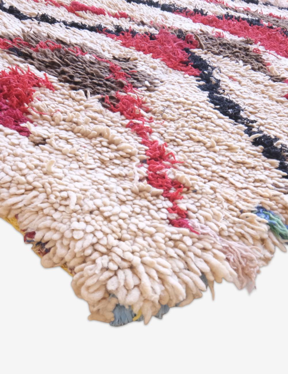 Moroccan Berber Rug with Bold Chevron Tribal Design 5.6 x 2.6 ft / 172 x 80 cm