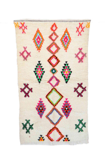 Moroccan Colorful Azilal Wool Rug 7.9 x 4.4 ft / 241 x 134 cm - Surcoma
