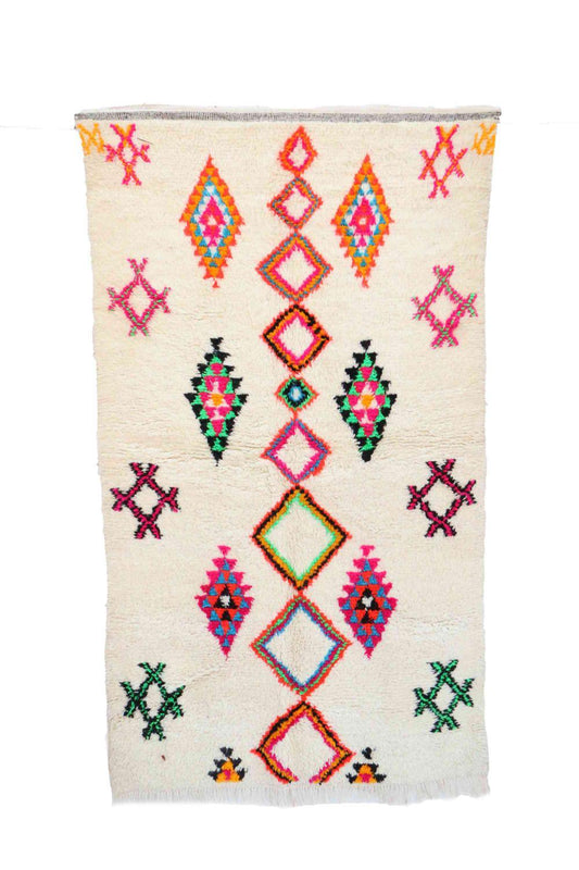 Moroccan Colorful Azilal Wool Rug 7.9x4.4 ft / 241x134 cm - Surcoma