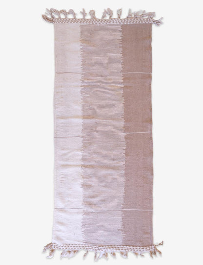 Beige Kilim Moroccan Wool Rug 8.4 x 3.4 ft / 255 x 105 cm