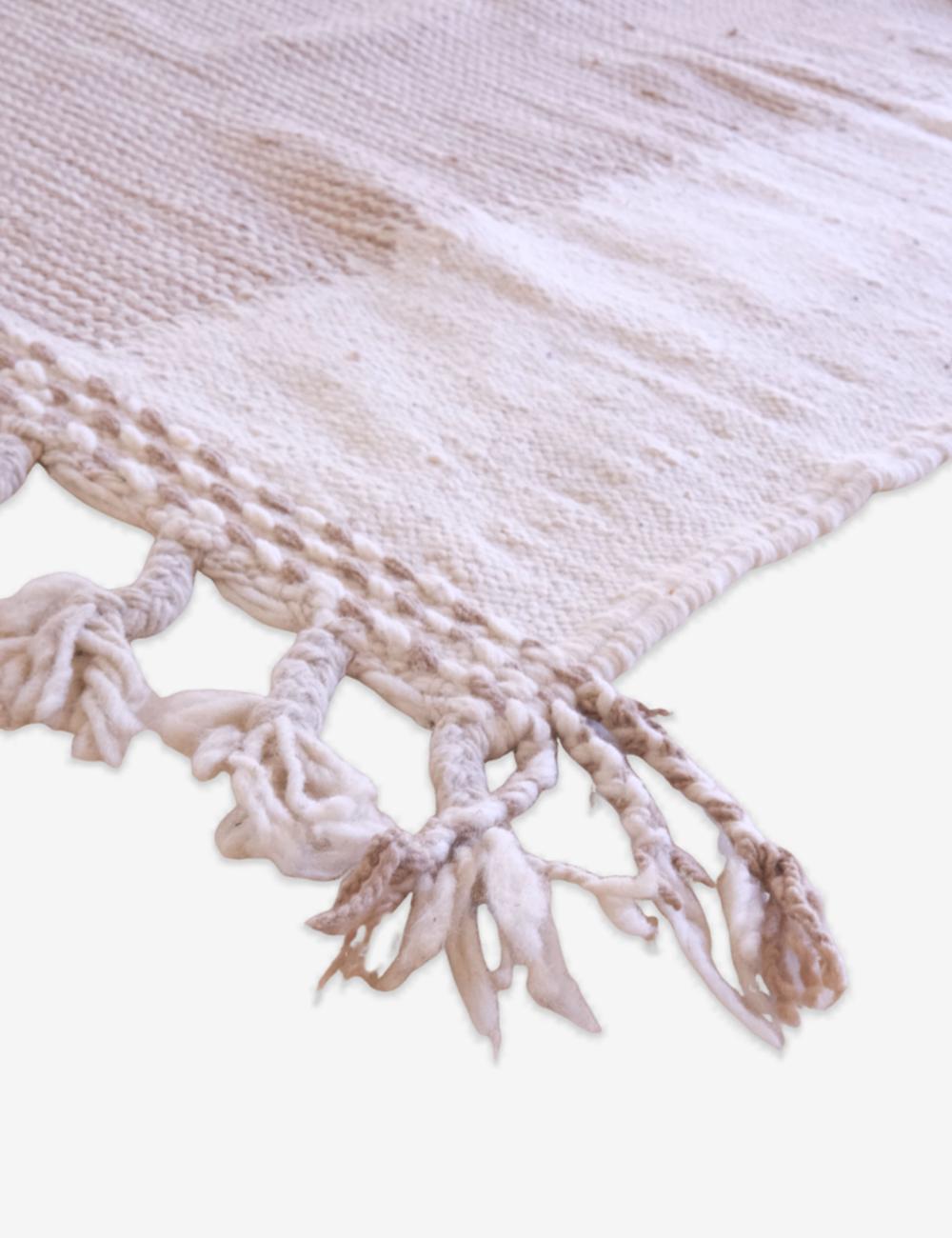 Beige Kilim Moroccan Wool Rug 8.4 x 3.4 ft / 255 x 105 cm