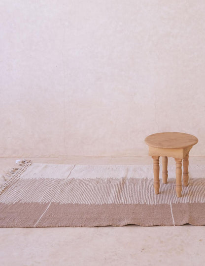 Beige Kilim Moroccan Wool Rug 8.4 x 3.4 ft / 255 x 105 cm