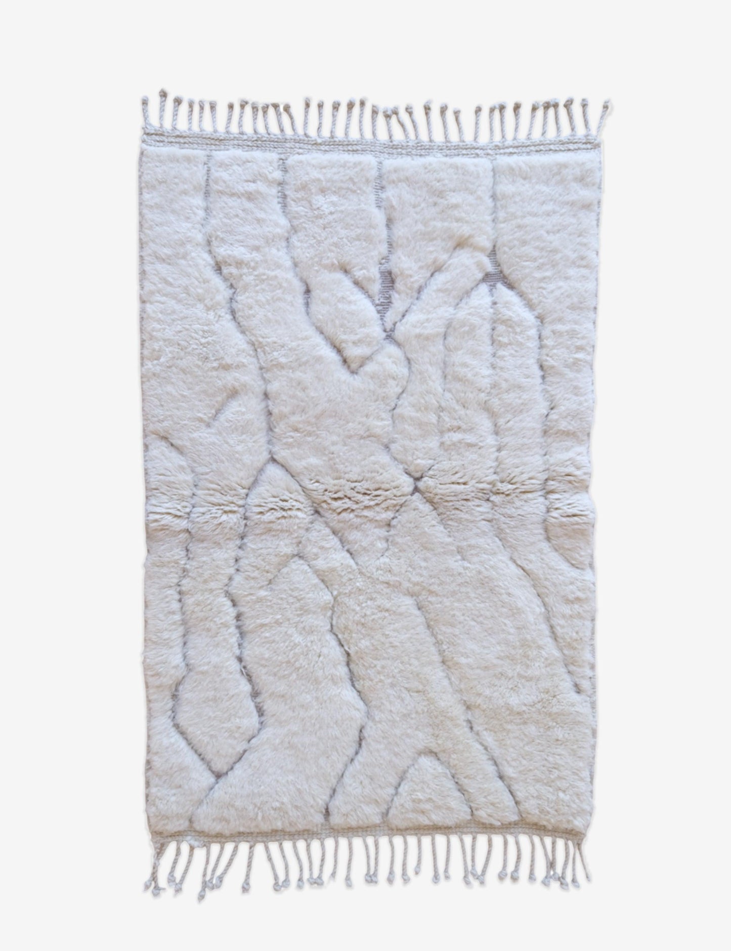 Beni Mrirt abstract shag wool rug – top view