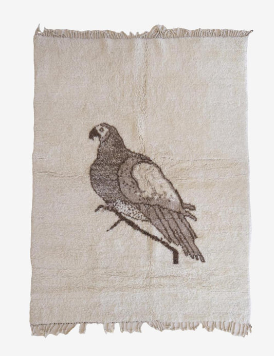 Beni Mrirt Moroccan Contemporary Bird Rug – 6.6 x 5 ft (202 x 153 cm) Handmade

