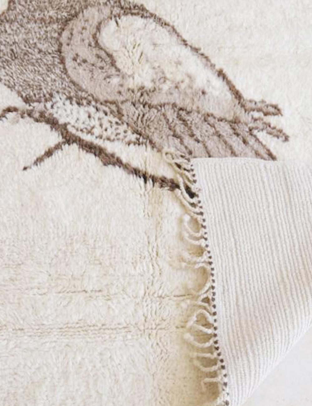 Beni Mrirt Moroccan Contemporary Bird Rug – 6.6 x 5 ft (202 x 153 cm) Handmade

